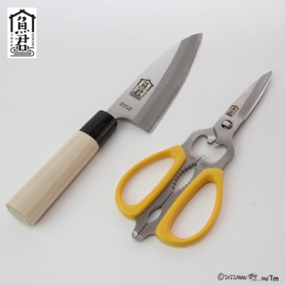 H35-34 【さかなクンオリジナル】(出刃包丁、キッチンバサミ)2点セット