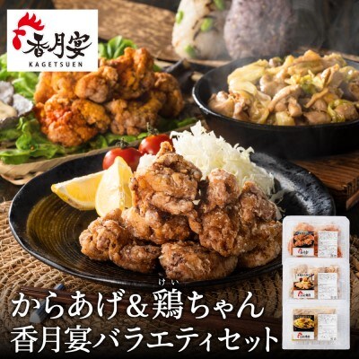 【調理済み・冷凍】香月宴のバラエティーセット(鶏ちゃん・からあげ・旨辛からあげ)計780g