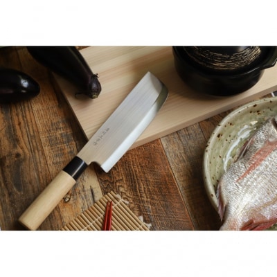 濃州正宗作 白木柄 ステンレス和包丁3本セット【三徳包丁、菜切包丁