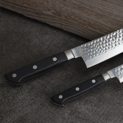 濃州正宗作　古流鎚目仕上　包丁2本セット 【三徳包丁・ペティナイフ】