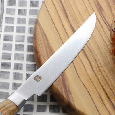 ステーキナイフ　木目豊かなオリーブウッド　濃州正宗作　