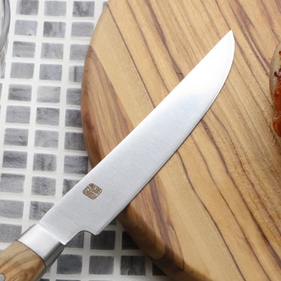ステーキナイフ　木目豊かなオリーブウッド　濃州正宗作　