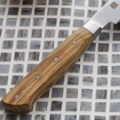 ステーキナイフ　木目豊かなオリーブウッド　濃州正宗作　