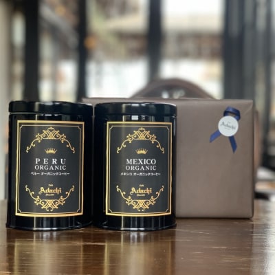 【ギフト対応・のし対応可】カフェ・アダチ　コーヒー豆　ギフト　高級缶入り　詰め合わせ　200g×2種