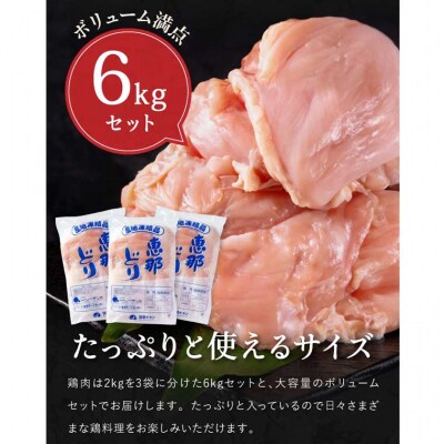 恵那どり　むね肉　6kg　(2kg×3パック)　冷凍　鶏肉　業務用　原料肉　銘柄鶏