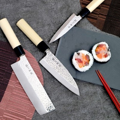 【訳あり・数量限定】【美味工房】古流鎚目仕上 和包丁3本セット(菜切包丁・出刃包丁・小出刃包丁)