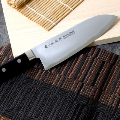 濃州正宗作 青紙鋼 三徳包丁 17cm(包丁の研ぎ方DVD付)