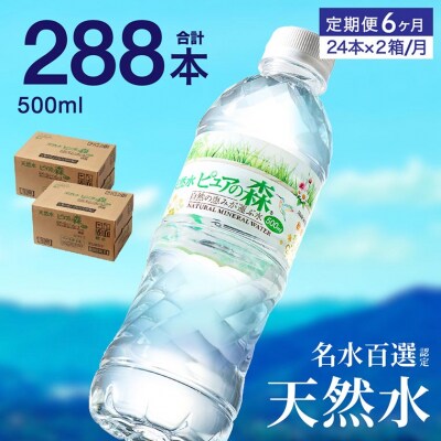 【定期便】ピュアの森　毎月(500ml×24本×2箱)×6ヶ月　計288本　ミネラルウォーター 
