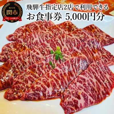 飛騨牛　焼肉　お食事券(5,000円×1枚) 関市 グルメ チケット 肉