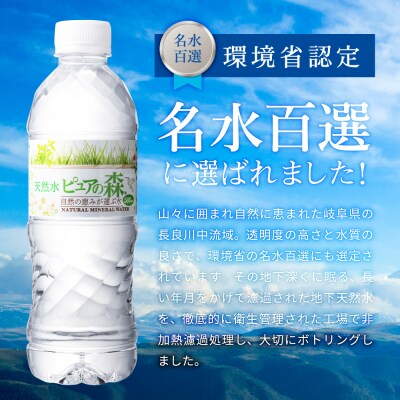 【定期便】ピュアの森 ミネラルウォーター 天然水 水 500ml 48本 × 3ヶ月