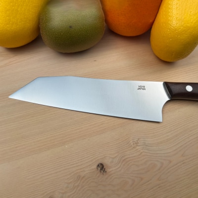 関寺田屋　三徳包丁　165mm　VG10全鋼　天然木柄　ウォルナット　　柄ガラスコーティング塗装