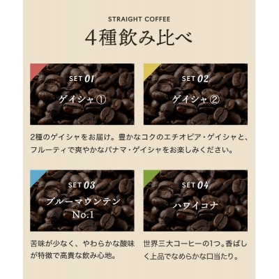 【定期便4ヶ月】高級コーヒー 毎月1種100g (ゲイシャ2種&ブルーマウンテン&ハワイ・コナ)