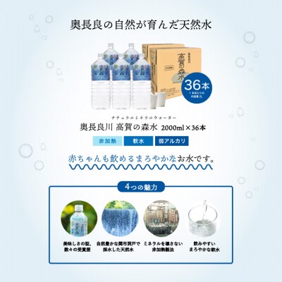 【定期便3ヶ月】高賀の森水 計36本 (2000ml6本入2ケース×3ヶ月)