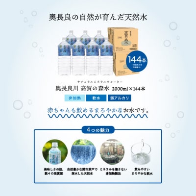 【定期便 12ヶ月】高賀の森水 計144本 (2000ml6本入2ケース×12ヶ月)