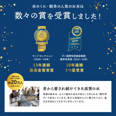 【定期便 3ヶ月】高賀の森水 計144本 (500ml24本入2ケース×3ヶ月)