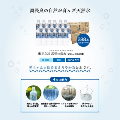 【定期便 6ヶ月】高賀の森水 計288本 (500ml24本入2ケース×6ヶ月)