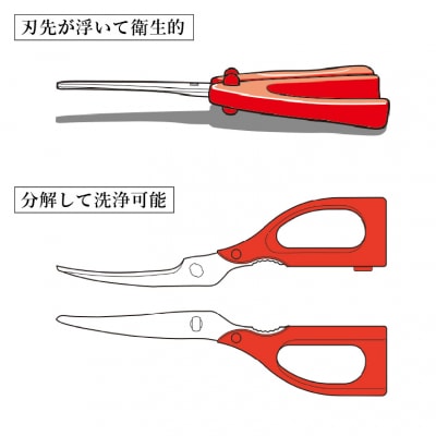 手に優しいキッチンバサミ　キッチンハサミ　食洗機対応　分解洗浄　高齢者使用しやすい