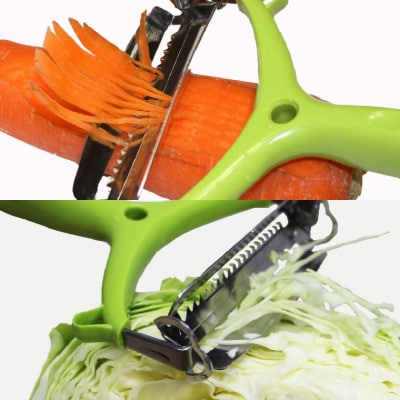 スライス&千切り回転ピーラー　皮むき　千切り　ピーラー　刃の付け替え不要