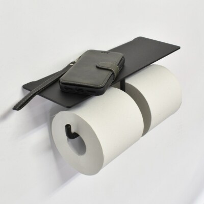 ヨーク棚付きペーパーホルダー2連 ブラック色