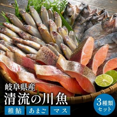 学校給食馴染みの岐阜県産川魚セット (稚鮎・あまご・鱒 3種)