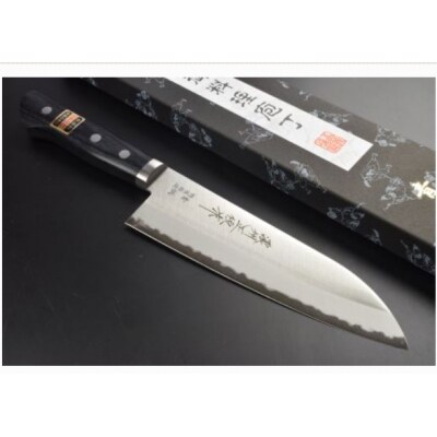 【濃州正恒作】青紙鋼 黒合板柄 口金付 三徳包丁165mm(CA-801M)