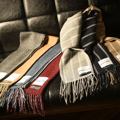 WOOLTONE リバーシブルフリンジストール スモールサイズ　ROZA(ボルドー×ピンク)
