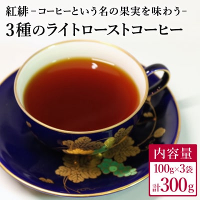 ライトローストコーヒー3種セット　コーヒー豆　各100g<粉にもできます>珈琲　コーヒー　飲み比べ