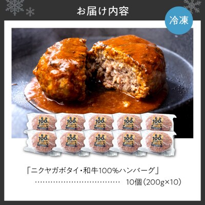 「ニクヤガボタイ・和牛100%ハンバーグ」嬉しい1個200g×10個合計2キロ_hs064-032