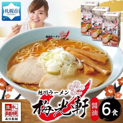 北海道 旭川ラーメン 梅光軒(醤油) 2食入×3箱 計6食セット_hs290-010