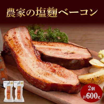 農家の塩ベーコン 300g× 2個 ベーコン 豚肉 豚バラ肉 ポーク ブロック_hs087-021