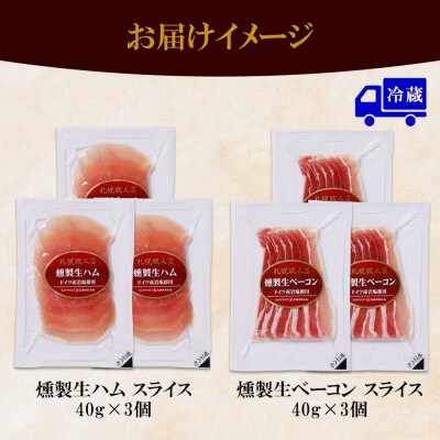 燻製生ハム & 生ベーコン スライス 40g×各3 豚肉 生ハム ハム ベーコン_hs087-039