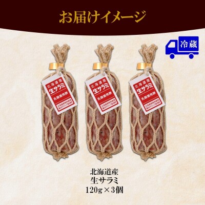 北海道産 生サラミ 120g 3個 セット サラミ 豚肉 豚 ポーク ブロック_hs087-009