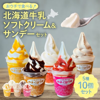おウチで食べる北海道ソフトクリーム&サンデーセット(5種類×2の10個セット)_hs231-004