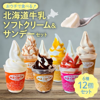 おウチで食べる北海道ソフトクリーム&サンデーセット(6種類×2の12個セット)_hs231-005