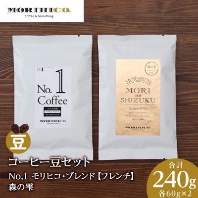 コーヒー豆セット　No.1 モリヒコ・ブレンド【フレンチ】と森の雫合計240g_hs017-416