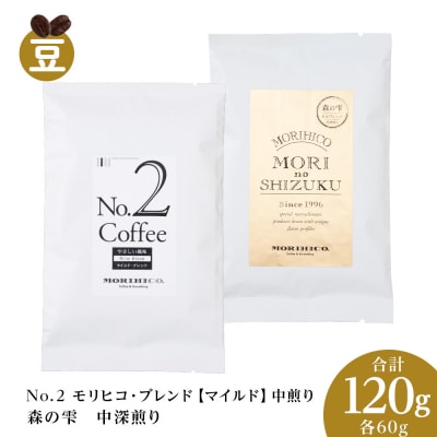 コーヒー豆セット　No.2 モリヒコ・ブレンド【マイルド】と森の雫 合計120g_hs017-418