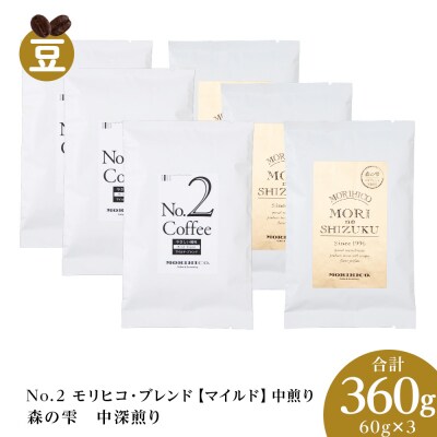 コーヒー豆セット　No.2 モリヒコ・ブレンド【マイルド】と森の雫　合計360g_hs017-420