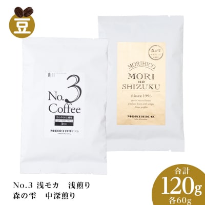 コーヒー豆セット　No.3 浅モカと森の雫セット　合計120g_hs017-421