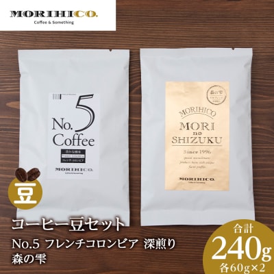 コーヒー豆セット　No.5 フレンチコロンビアと森の雫セット　各2袋合計240g_hs017-428