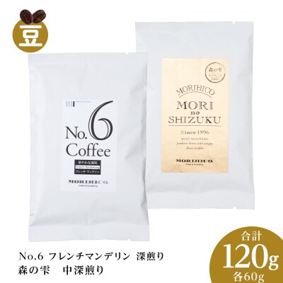 コーヒー豆セット　No.6 フレンチマンデリンと森の雫セット　合計120g_hs017-430