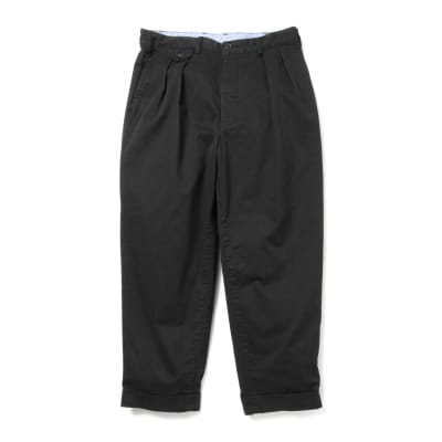 BEAMS PLUS 2プリーツ ツイル パンツ　BLACK　XS_hs350-006