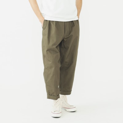 BEAMS PLUS 2プリーツ ツイル パンツ　OLIVE　XS_hs350-016
