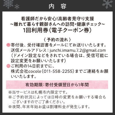 看護師だから安心!高齢者見守り支援～親御さんへの訪問・健康チェック～1回利用券_hs330-001