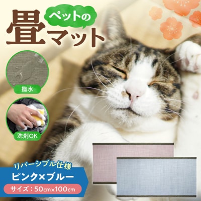 ペットの畳マット　100　ピンク×ブルー_hs347-004