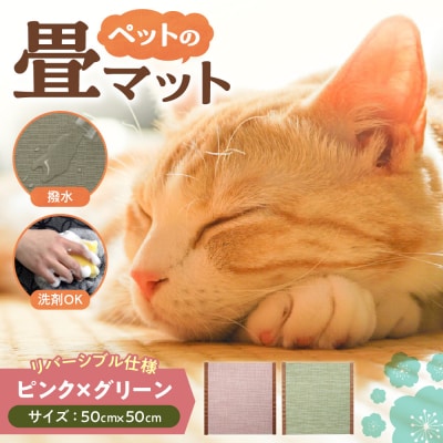ペットの畳マット　50　ピンク×グリーン_hs347-007
