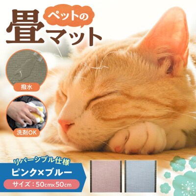 ペットの畳マット　50　ピンク×ブルー_hs347-008