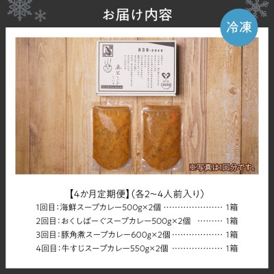 4ヶ月連続でお届け　奥芝商店大満喫セット(海鮮、ハンバーグ、角煮、牛すじ)_hs026-001