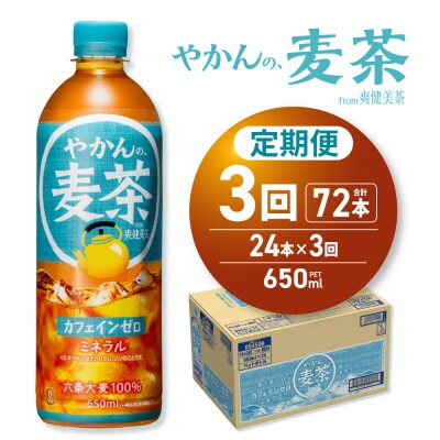 【3ヶ月定期便】やかんの麦茶 from 爽健美茶 650mlPET×24本_hs137-191