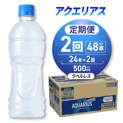 【2ヶ月定期便】アクエリアス ラベルレス 500mlPET×24本_hs137-238