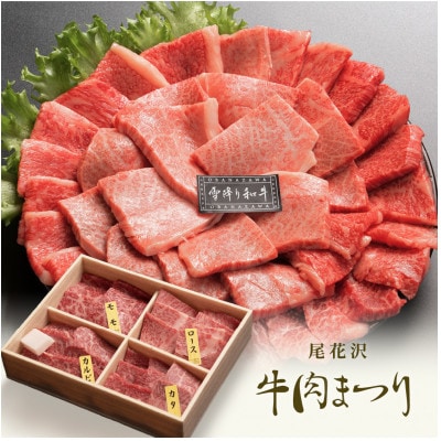 【雪降り和牛】尾花沢牛肉まつり　焼肉セット　ロース・カタ・モモ・カルビ　800g